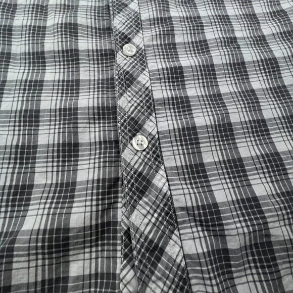 AX Armani Exchange Short Sleeve Button Up Shirt Small Slim Fit Cotton Gray Plaid - Picture 12 of 13